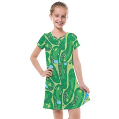 Golf Course Par Golf Course Green Kids  Cross Web Dress by Cowasu