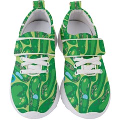 Golf Course Par Golf Course Green Kids  Velcro Strap Shoes by Cowasu