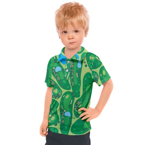 Golf Course Par Golf Course Green Kids  Polo Tee by Cowasu