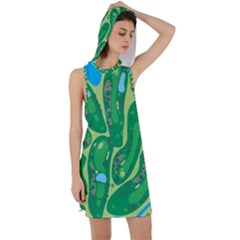 Golf Course Par Golf Course Green Racer Back Hoodie Dress by Cowasu