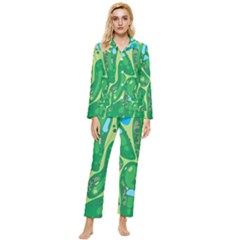 Golf Course Par Golf Course Green Womens  Long Sleeve Velvet Pocket Pajamas Set by Cowasu