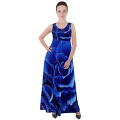 Blue Roses Flowers Plant Romance Blossom Bloom Nature Flora Petals Empire Waist Velour Maxi Dress