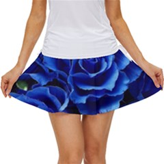 Blue Roses Flowers Plant Romance Blossom Bloom Nature Flora Petals Women s Skort by Cowasu