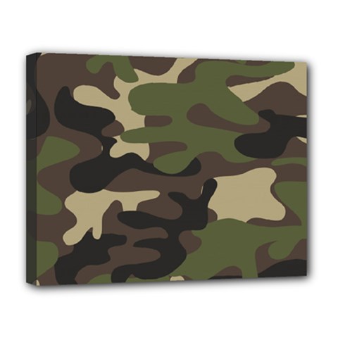 Texture Military Camouflage Repeats Seamless Army Green Hunting Canvas 14  x 11  (Stretched)