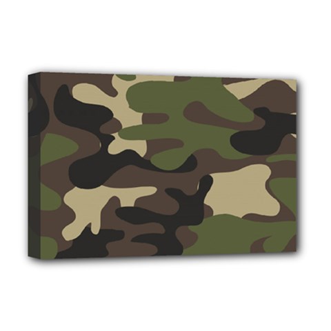 Texture Military Camouflage Repeats Seamless Army Green Hunting Deluxe Canvas 18  X 12  (stretched) by Cowasu