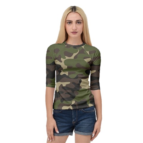 Texture Military Camouflage Repeats Seamless Army Green Hunting Quarter Sleeve Raglan Tee by Cowasu