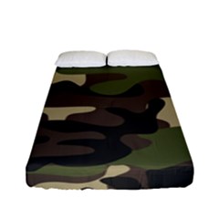 Texture Military Camouflage Repeats Seamless Army Green Hunting Fitted Sheet (Full/ Double Size)