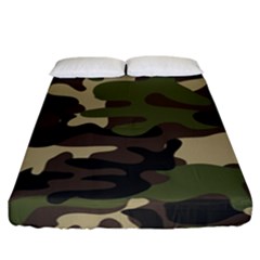 Texture Military Camouflage Repeats Seamless Army Green Hunting Fitted Sheet (California King Size)