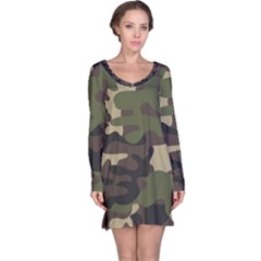 Texture Military Camouflage Repeats Seamless Army Green Hunting Long Sleeve Nightdress