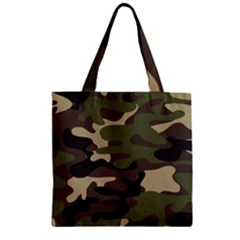 Texture Military Camouflage Repeats Seamless Army Green Hunting Zipper Grocery Tote Bag