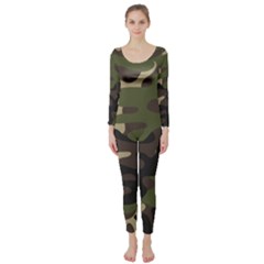 Texture Military Camouflage Repeats Seamless Army Green Hunting Long Sleeve Catsuit