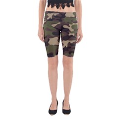 Texture Military Camouflage Repeats Seamless Army Green Hunting Yoga Cropped Leggings by Cowasu