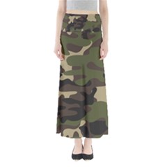 Texture Military Camouflage Repeats Seamless Army Green Hunting Full Length Maxi Skirt