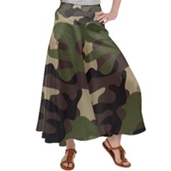 Texture Military Camouflage Repeats Seamless Army Green Hunting Women s Satin Palazzo Pants by Cowasu