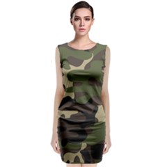 Texture Military Camouflage Repeats Seamless Army Green Hunting Sleeveless Velvet Midi Dress