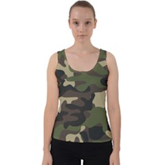 Texture Military Camouflage Repeats Seamless Army Green Hunting Velvet Tank Top