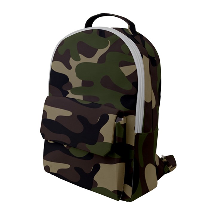 Texture Military Camouflage Repeats Seamless Army Green Hunting Flap Pocket Backpack (Large)
