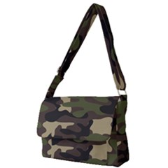 Texture Military Camouflage Repeats Seamless Army Green Hunting Full Print Messenger Bag (L)