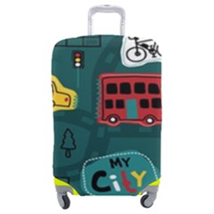 Seamless Pattern With Vehicles Building Road Luggage Cover (medium) by Cowasu
