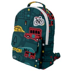 Seamless Pattern With Vehicles Building Road Flap Pocket Backpack (small) by Cowasu