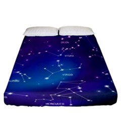 Realistic Night Sky With Constellations Fitted Sheet (california King Size) by Cowasu