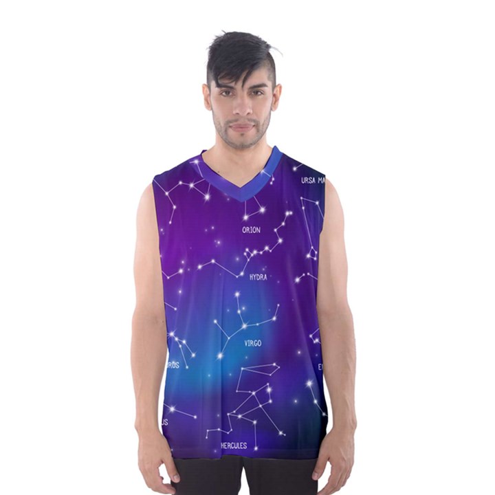 Realistic Night Sky With Constellations Men s Basketball Tank Top