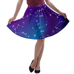 Realistic Night Sky With Constellations A-line Skater Skirt by Cowasu