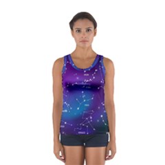 Realistic Night Sky With Constellations Sport Tank Top  by Cowasu