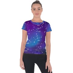 Realistic Night Sky With Constellations Short Sleeve Sports Top  by Cowasu