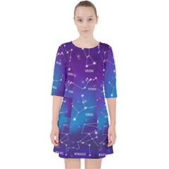 Realistic Night Sky With Constellations Quarter Sleeve Pocket Dress by Cowasu