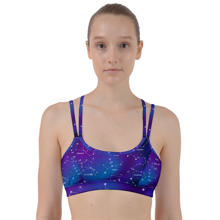 Realistic Night Sky With Constellations Line Them Up Sports Bra