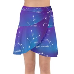 Realistic Night Sky With Constellations Wrap Front Skirt by Cowasu