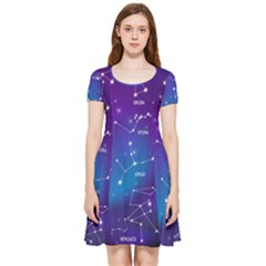 Realistic Night Sky With Constellations Inside Out Cap Sleeve Dress by Cowasu