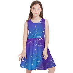 Realistic Night Sky With Constellations Kids  Skater Dress by Cowasu