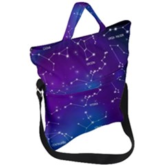 Realistic Night Sky With Constellations Fold Over Handle Tote Bag by Cowasu