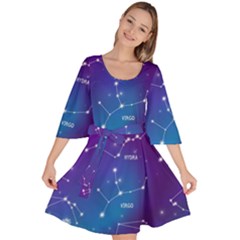 Realistic Night Sky With Constellations Velour Kimono Dress by Cowasu