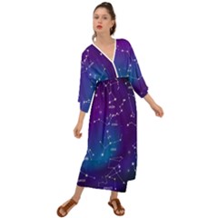 Realistic Night Sky With Constellations Grecian Style  Maxi Dress by Cowasu