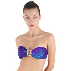 Realistic Night Sky With Constellations Twist Bandeau Bikini Top by Cowasu