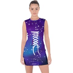 Realistic Night Sky With Constellations Lace Up Front Bodycon Dress by Cowasu