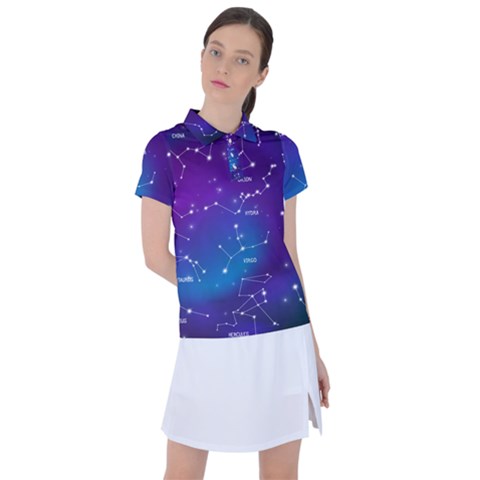 Realistic Night Sky With Constellations Women s Polo Tee by Cowasu