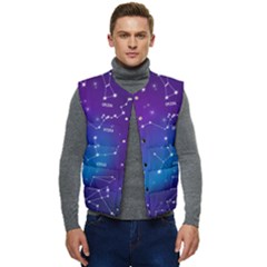 Realistic Night Sky With Constellations Men s Short Button Up Puffer Vest	 by Cowasu