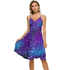 Realistic Night Sky With Constellations Sleeveless Tie Front Chiffon Dress by Cowasu