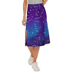 Realistic Night Sky With Constellations Midi Panel Skirt by Cowasu