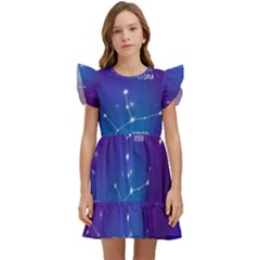 Realistic Night Sky With Constellations Kids  Winged Sleeve Dress by Cowasu