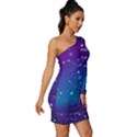 Realistic Night Sky With Constellations Long Sleeve One Shoulder Mini Dress View3