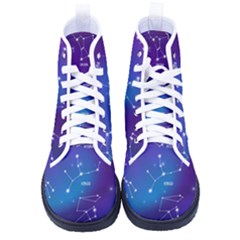 Realistic Night Sky With Constellations Kid s High-top Canvas Sneakers by Cowasu