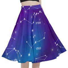 Realistic Night Sky With Constellations A-line Full Circle Midi Skirt With Pocket by Cowasu