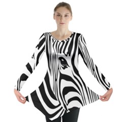 Animal Cute Pattern Art Zebra Long Sleeve Tunic  by Amaryn4rt