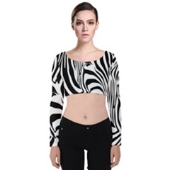 Animal Cute Pattern Art Zebra Velvet Long Sleeve Crop Top