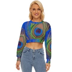 Blue Peacock Feather Lightweight Long Sleeve Sweatshirt by Amaryn4rt